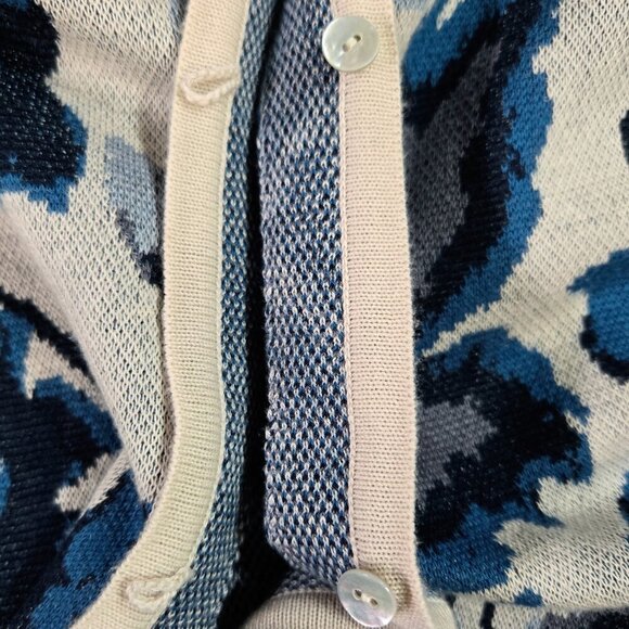 Peruvian Connection 100% Pima Cotton Blue Floral Longline Cardigan Duster Boho - Picture 4 of 8